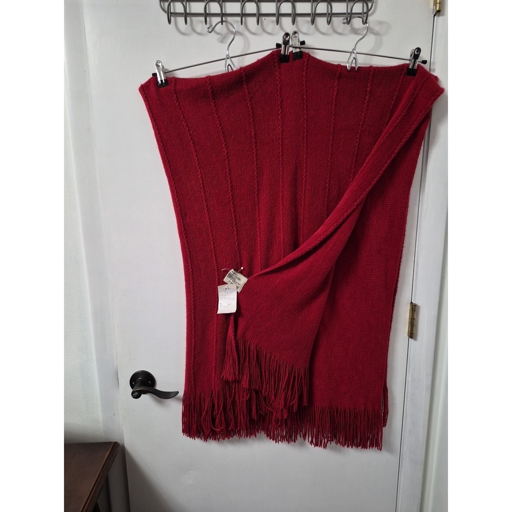Lazy Boy Red recliner Blanket 52 W by 60 L  Polyester Blend Fringed Ends NWTags